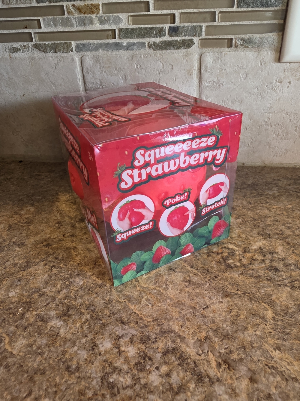 Squeeeze Strawberry Squishy Toy Box - Bright Red